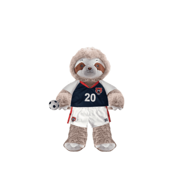 Sloth Plushie With Blue Soccer Outfit